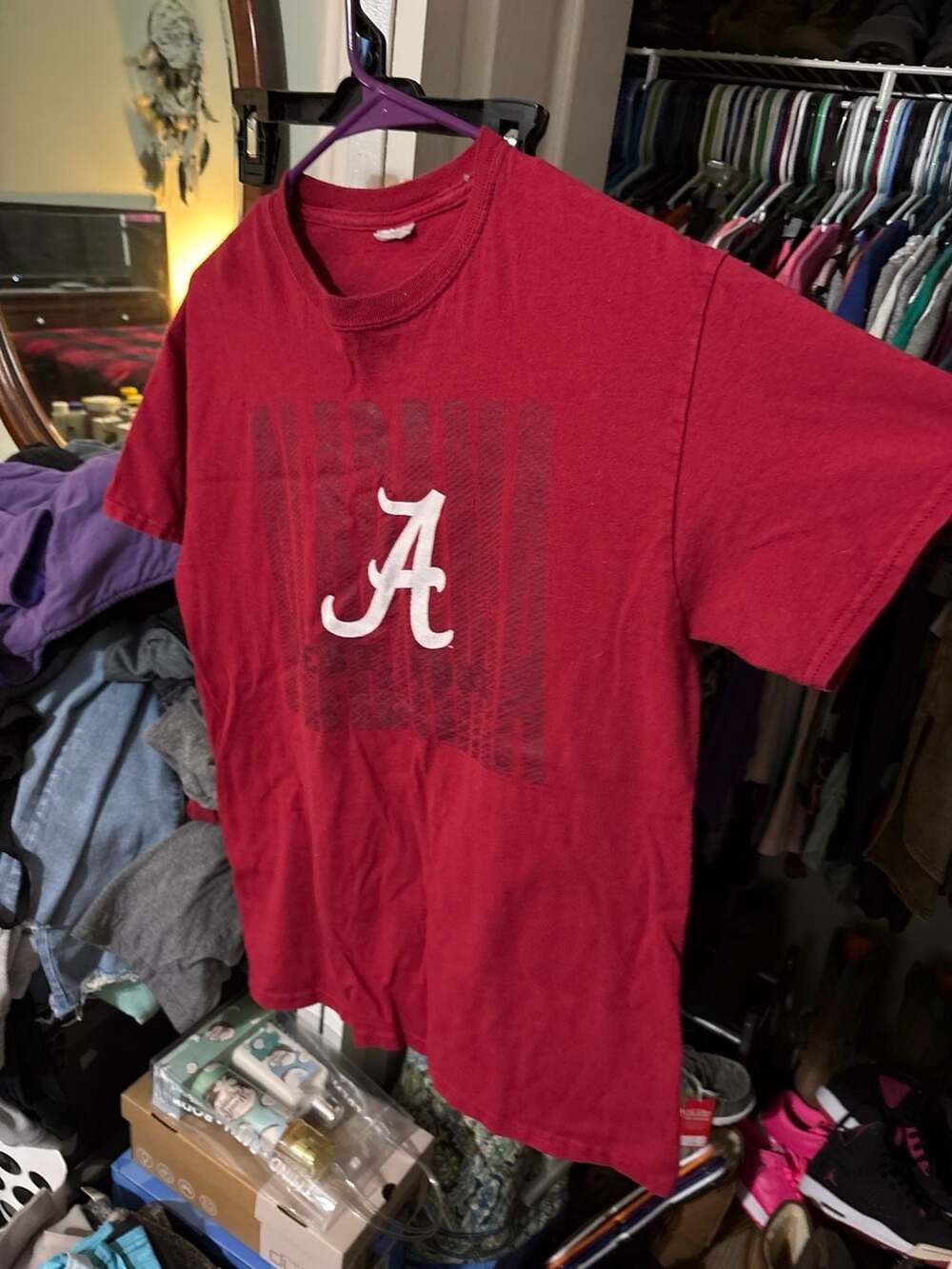 Alabama Crimson Tide Distressed Initial Logo Red T-Shirt